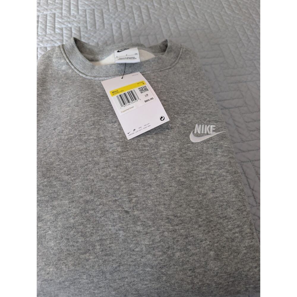 NWT Nike Sweatshirt Men's Size S Gray Sportswear Club Fleece Crewneck (0184)